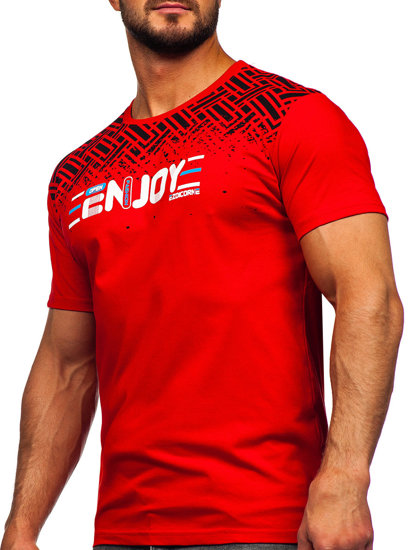 Tricou din bumbac cu imprimeu roșu Bolf 14720