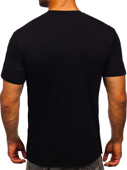 Tricou negru cu imprimeu Bolf 2186
