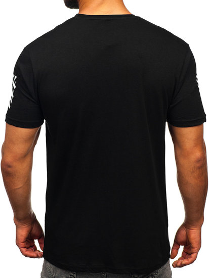Tricou negru cu imprimeu Bolf 2611