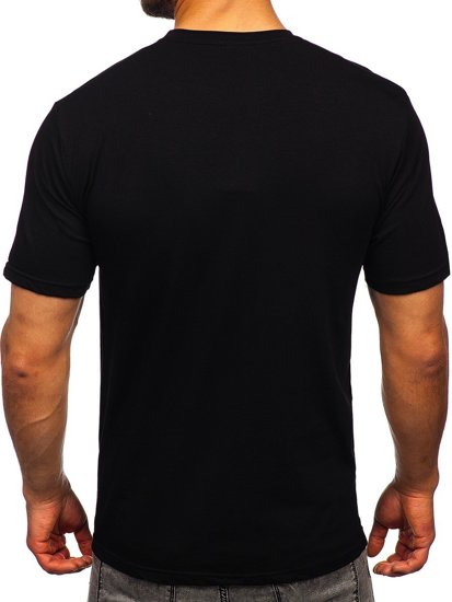 Tricou negru cu imprimeu și aplicații Bolf 192380