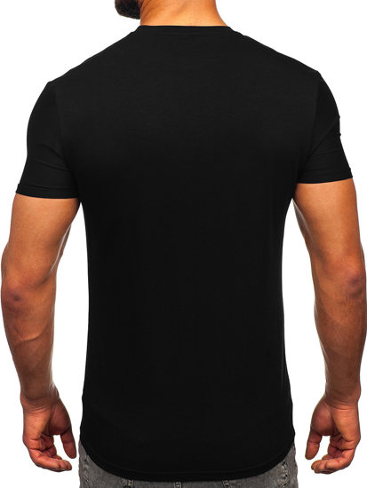 Tricou negru cu imprimeu și zirconiu Bolf MT3037