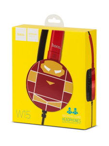 Căști roșii cu microfon și fir Iron Man pentru copii W15IM