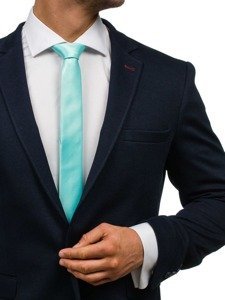 Cravată îngustă elegantă verde-mentă Bolf K001
