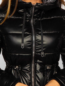 Geacă-palton cu glugă de iarnă negru dame Bolf B8070