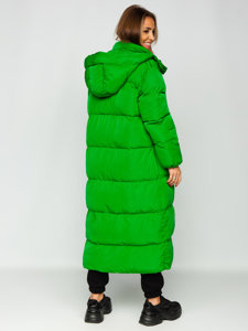 Geacă-palton lungă verde matlasată cu glugă dame Bolf R6702