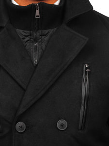 Palton negru de iarnă Bolf M3143
