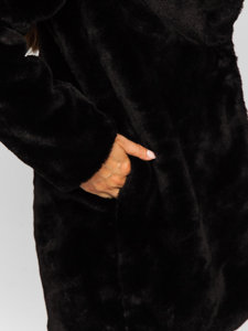 Palton negru din imitație piele dame Bolf 21131