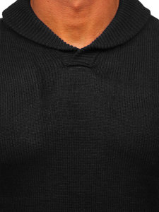 Pulover negru cu guler tunică Bolf MM6018