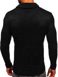 Pulover negru cu guler tunică Bolf MM6018