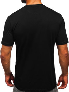T-shirt cu imprimeu bărbați negru Bolf 14234