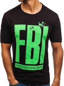 T-shirt pentru bărbat cu imprimeu negru Bolf 6295