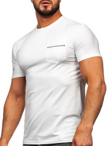 Tricou alb cu imprimeu și buzunar Bolf MT3044