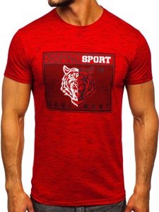 Tricou cu imprimeu roșu bărbați Bolf SS11130