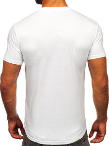 Tricou din bumbac alb cu buzunar Bolf 14507