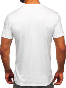Tricou din bumbac alb cu imprimeu Bolf 143005