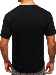 Tricou negru bumbac cu inprimeu Bolf 14801