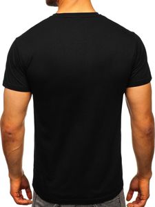 Tricou negru cu imprimeu bărbați Bolf KS2106