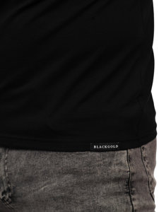 Tricou negru cu imprimeu și zirconiu Bolf MT3037