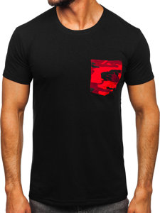 Tricou negru-roșu cu imprimeu army Bolf 8T85