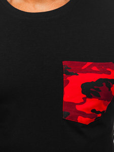 Tricou negru-roșu cu imprimeu army Bolf 8T85